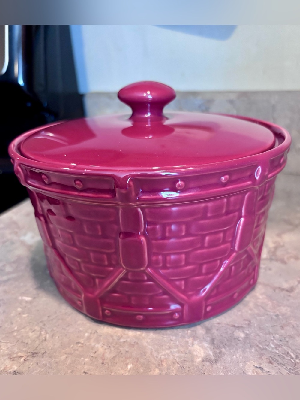 Longaberger Paprika Drum Crock W/ Lid